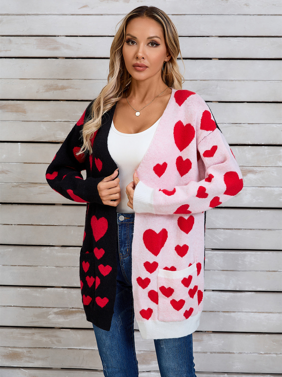Angel Wings Heart Open Front Long Sleeve Cardigan-Angel Casuals