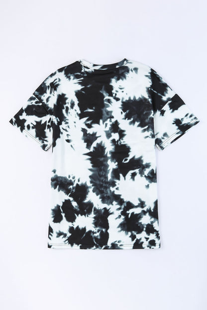 Tie-Dye Round Neck Short Sleeve Tunic Tee-Angel Casuals