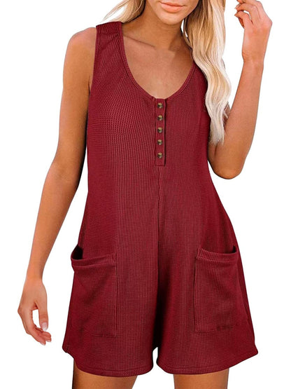 Full Size Pocketed Scoop Neck Sleeveless Romper-Angel Casuals