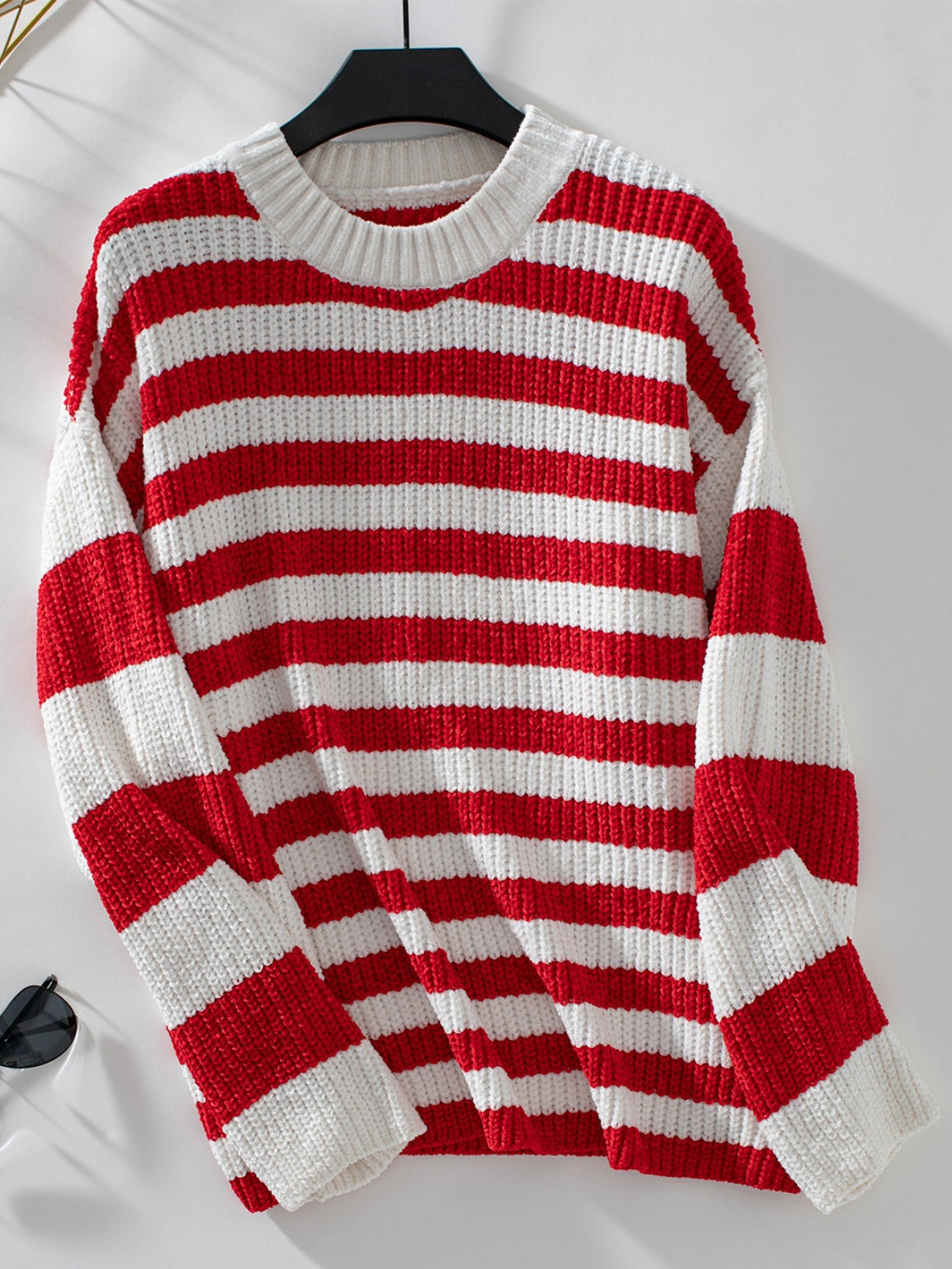 Striped Round Neck Long Sleeve Sweater-Angel Casuals