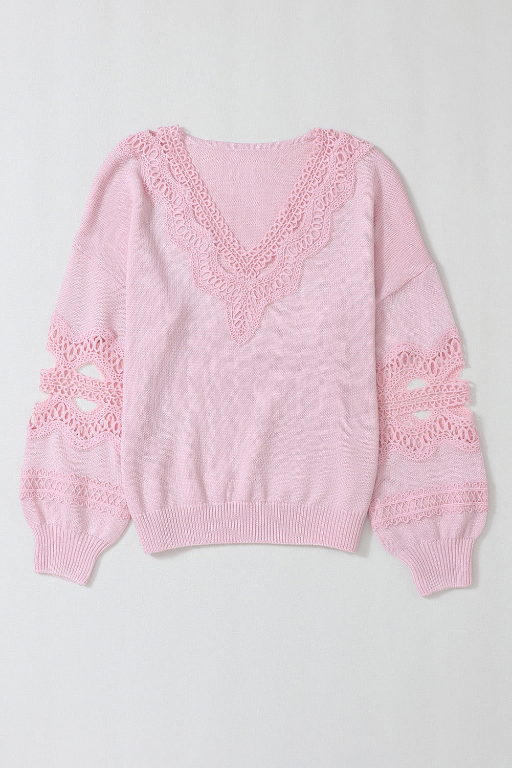 Openwork V-Neck Raglan Sleeve Sweater-Angel Casuals