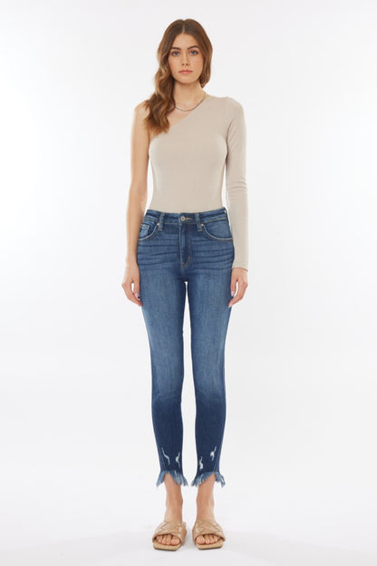 Kancan Raw Hem High Waist Cropped Jeans-Angel Casuals