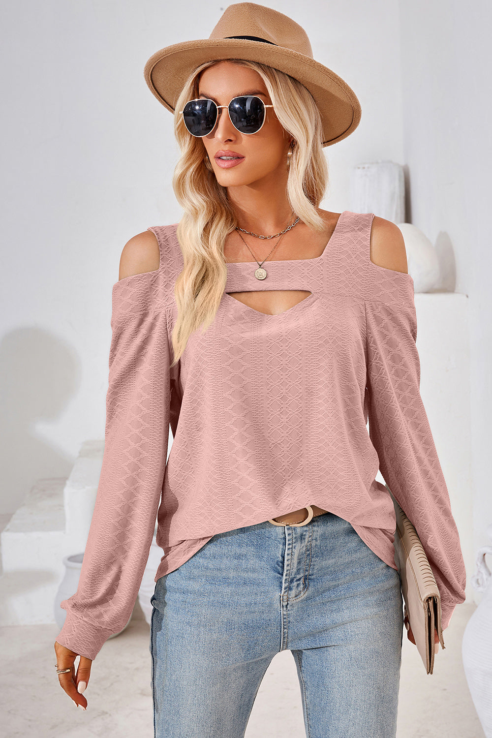 Cutout Square Neck Cold Shoulder T-Shirt-Angel Casuals