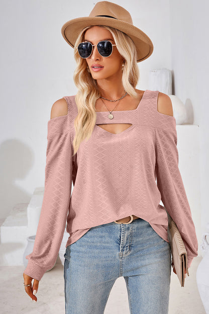 Cutout Square Neck Cold Shoulder T-Shirt-Angel Casuals