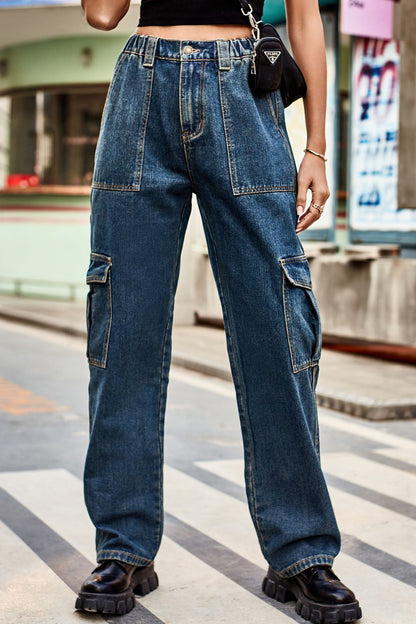 Baeful Long Straight Leg Jeans with Pockets-Angel Casuals