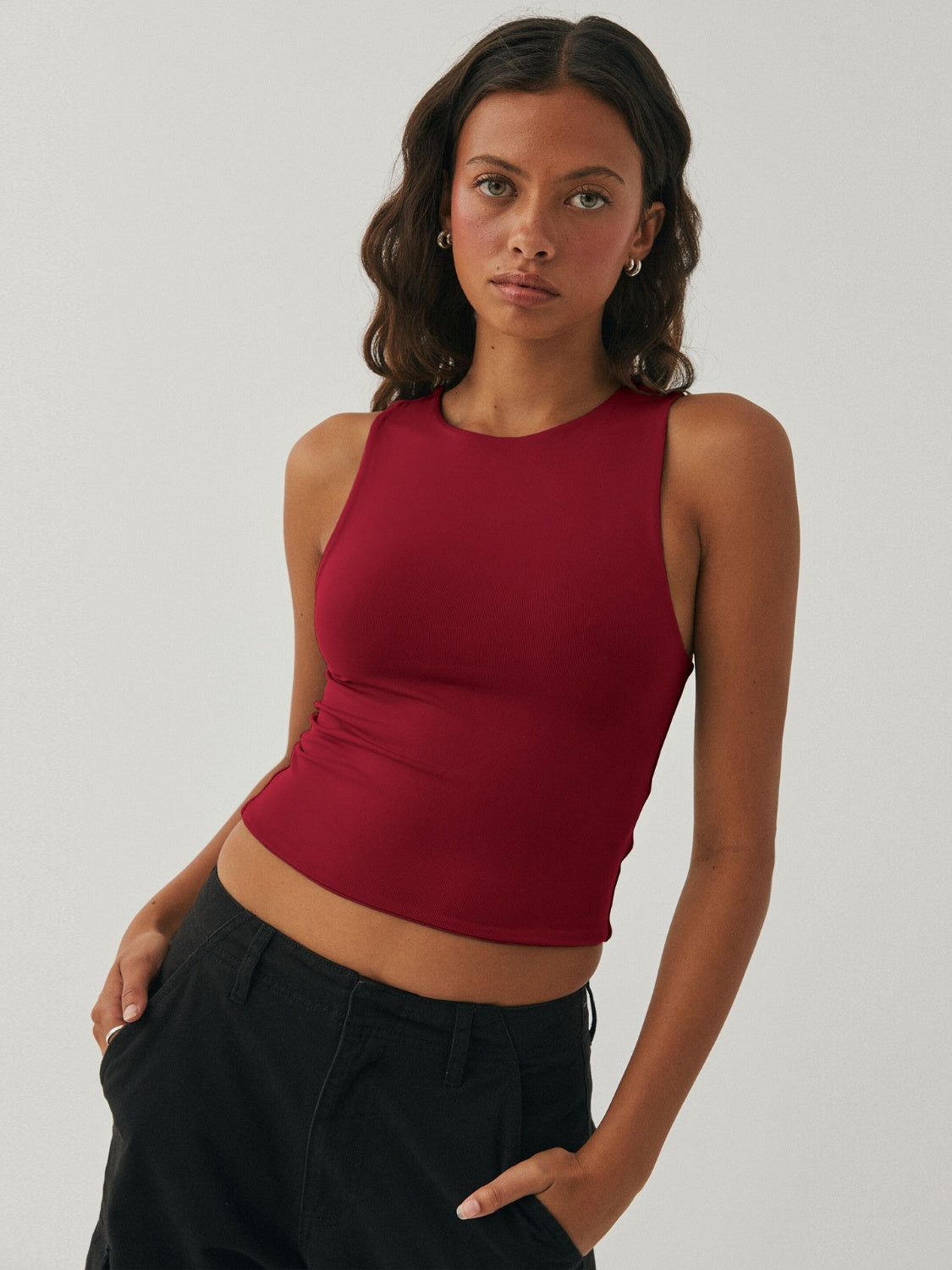 Round Neck Cropped Tank-Angel Casuals