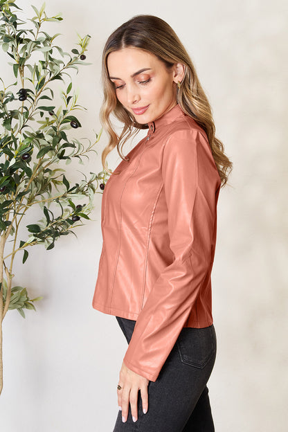 Mock Neck Zip Up Jacket-Angel Casuals