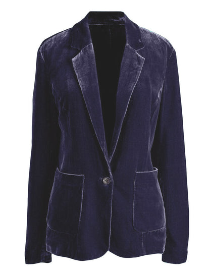 Pocketed Button Up Lapel Collar Blazer-Angel Casuals
