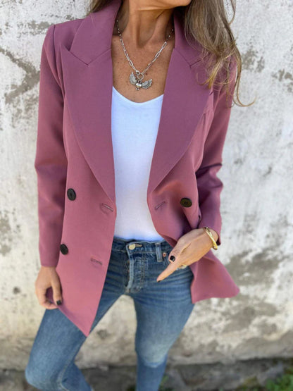 Full Size Collared Neck Long Sleeve Blazer-Angel Casuals