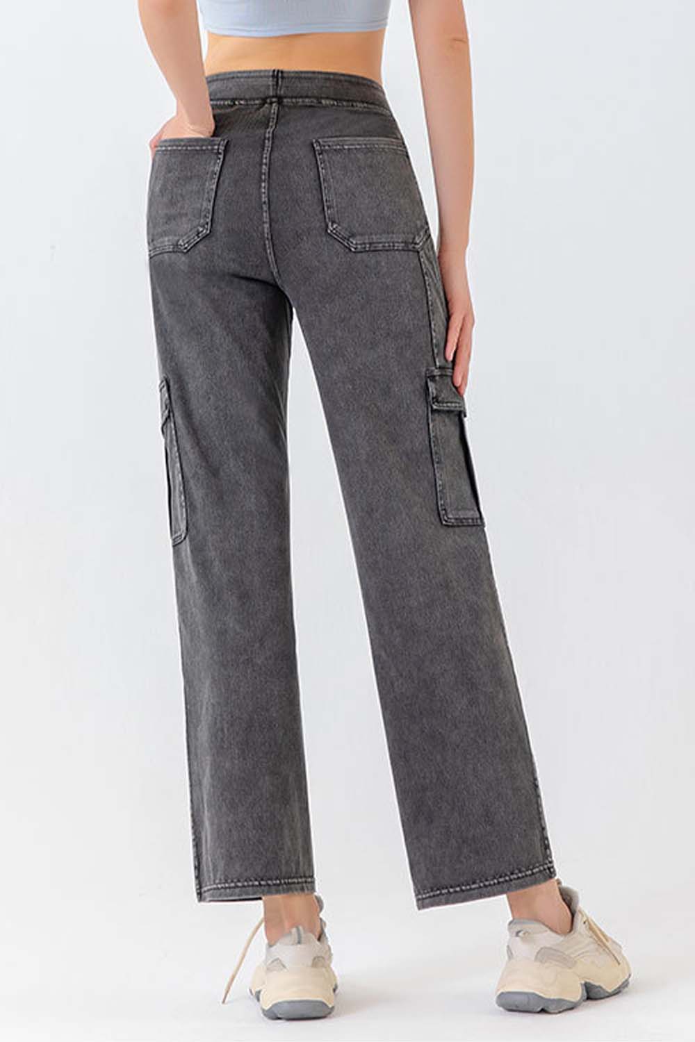 Buttoned Pocketed Long Jeans-Angel Casuals