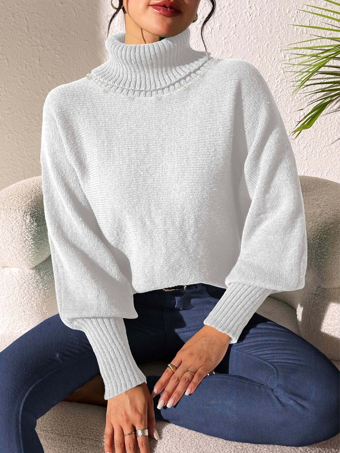 Turtleneck Long Sleeve Sweater-Angel Casuals