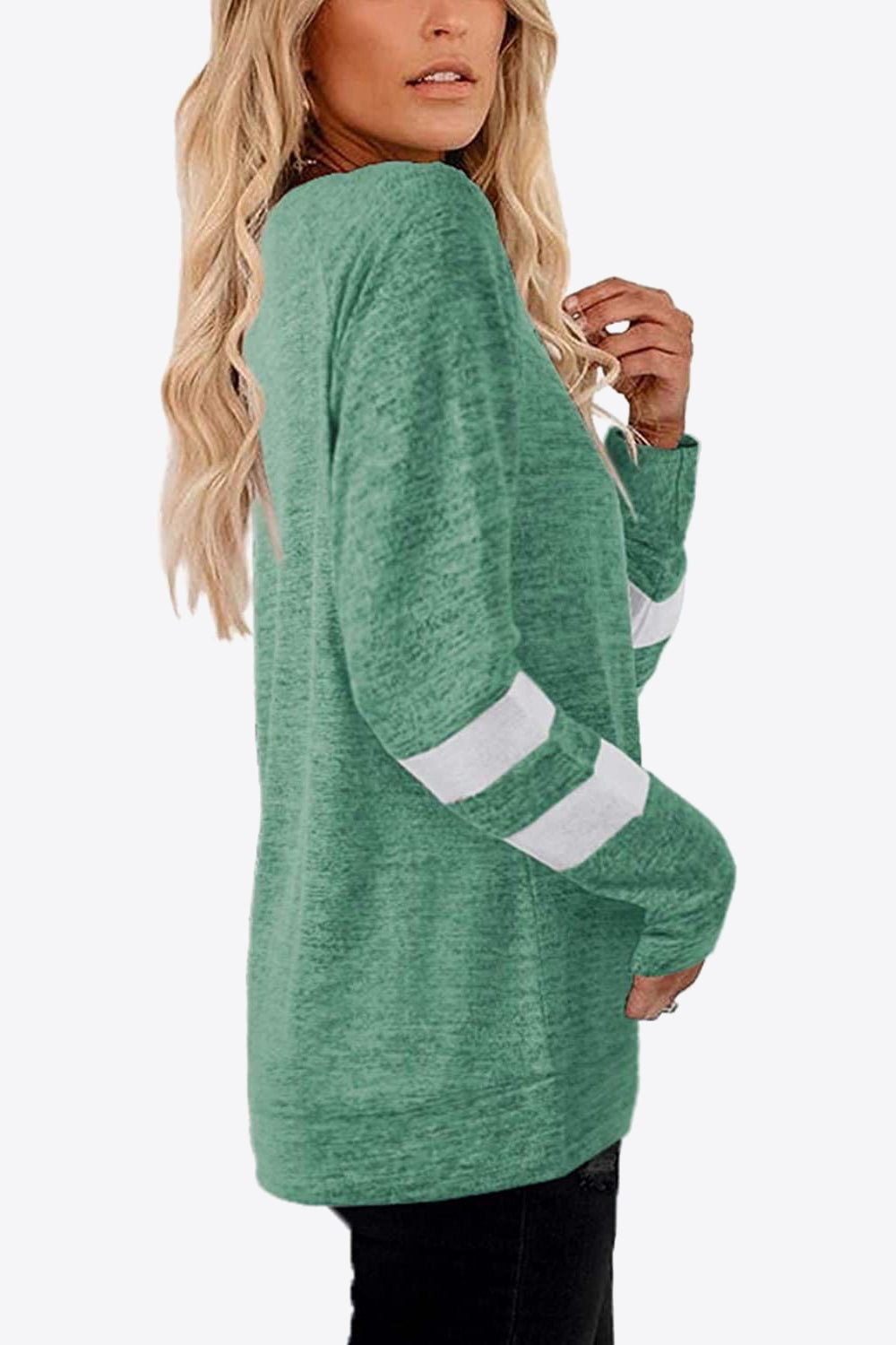 Striped Contrast Raglan Sleeve Top-Angel Casuals