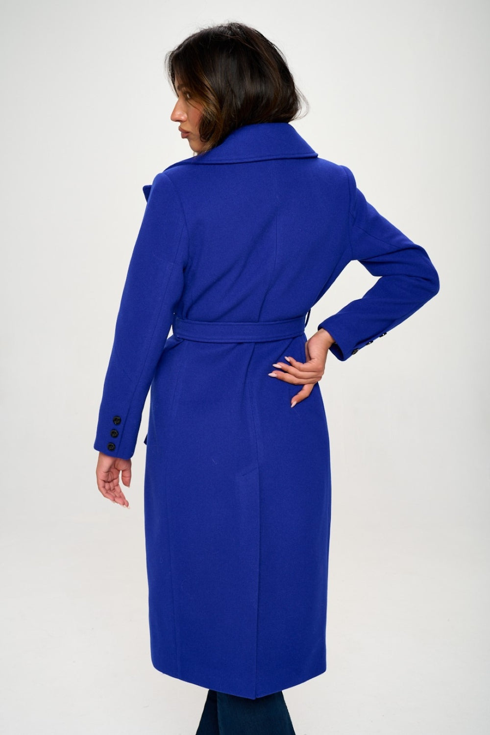 Coalition LA Double-Breasted Longline Coat with Belt-Angel Casuals