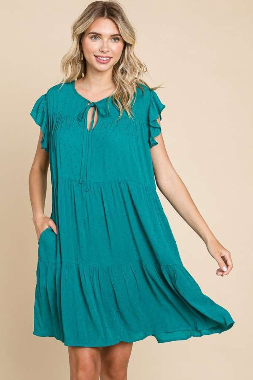 Culture Code Ruffle Cap Sleeve Tiered Dress-Angel Casuals