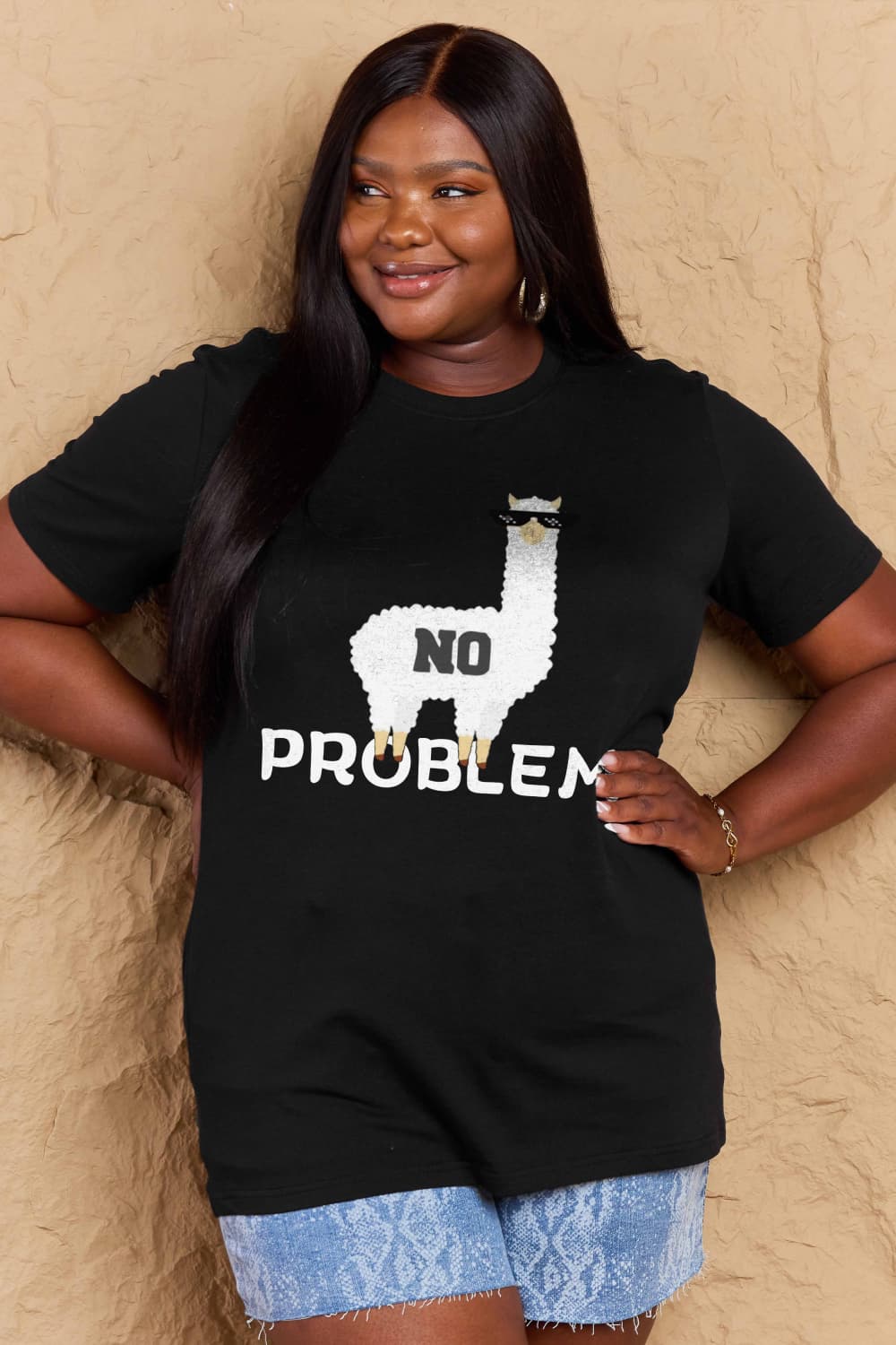 Simply Love Full Size NO PROBLEM Graphic Cotton Tee-Angel Casuals