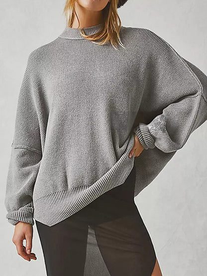 Round Neck Long Sleeve Sweater-Angel Casuals