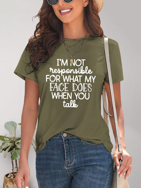Letter Graphic Round Neck Short Sleeve T-Shirt-Angel Casuals