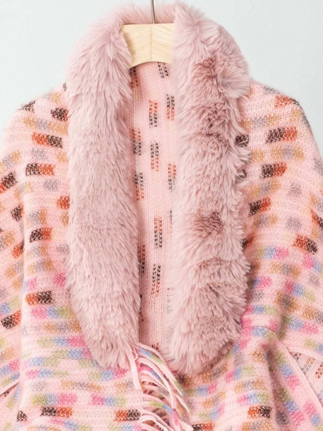 Fringe Fuzzy Open Front Poncho-Angel Casuals