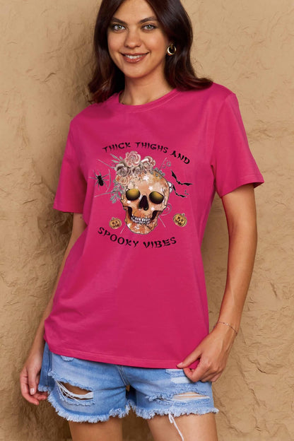 Simply Love Full Size THICK THIGHS AND SPOOKY VIBES Graphic Cotton T-Shirt-Angel Casuals