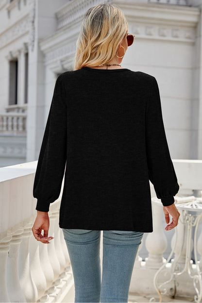 Round Neck Long Sleeve Top-Angel Casuals