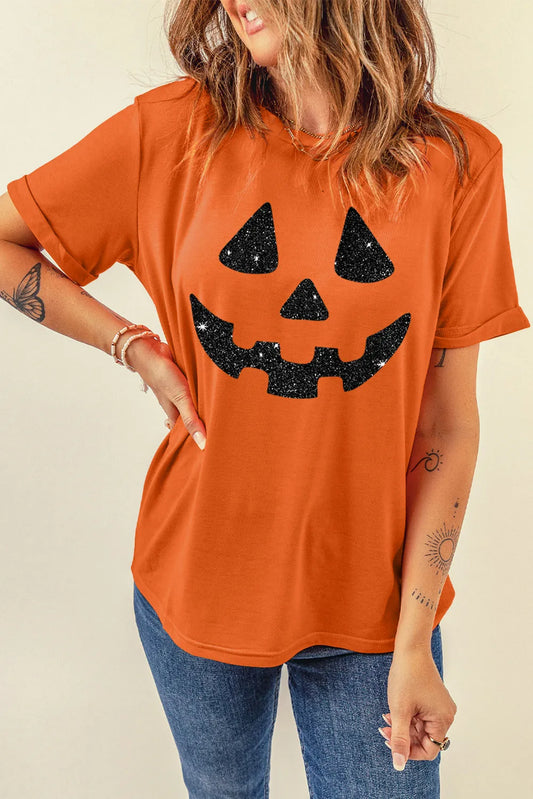 Full Size Glitter Round Neck Short Sleeve T-Shirt-Angel Casuals