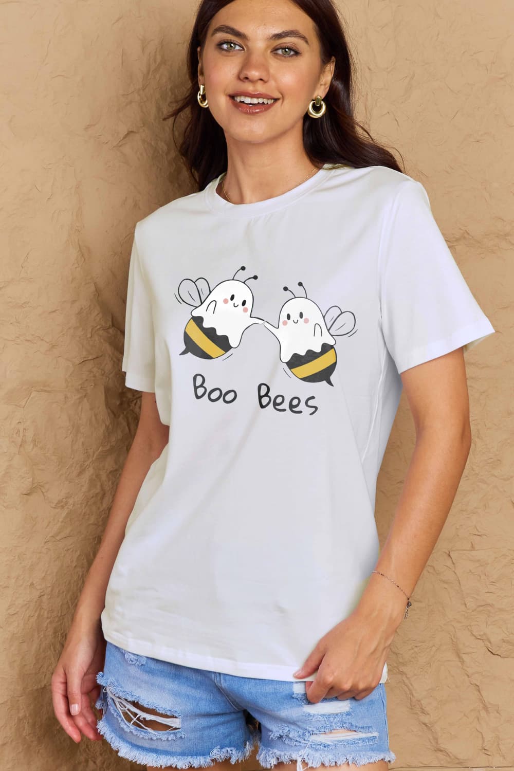 Simply Love Full Size BOO BEES Graphic Cotton T-Shirt-Angel Casuals