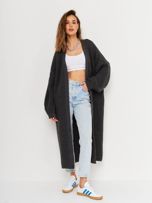 Open Front Long Sleeve Longline Cardigan-Angel Casuals
