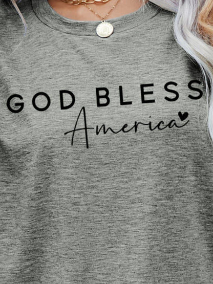 GOD BLESS AMERICA Graphic Short Sleeve Tee-Angel Casuals