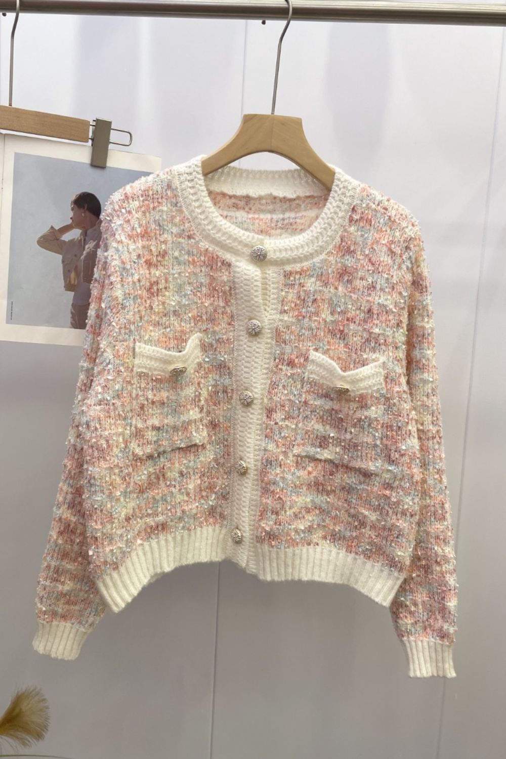 Heathered Button Up Long Sleeve Cardigan-Angel Casuals