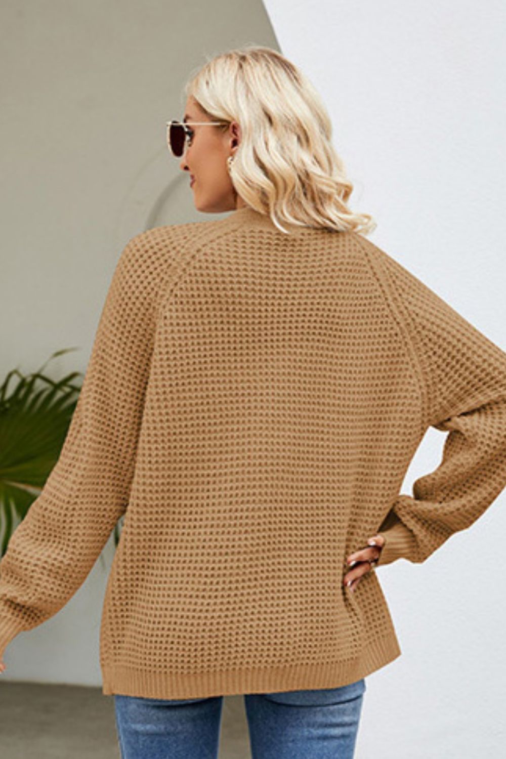 Open Front Raglan Sleeve Pocketed Cardigan-Angel Casuals