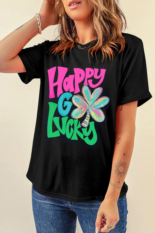 Letter Graphic Round Neck T-Shirt-Angel Casuals