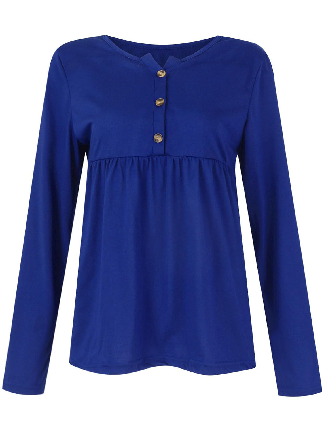 Half Button Long Sleeve T-Shirt-Angel Casuals