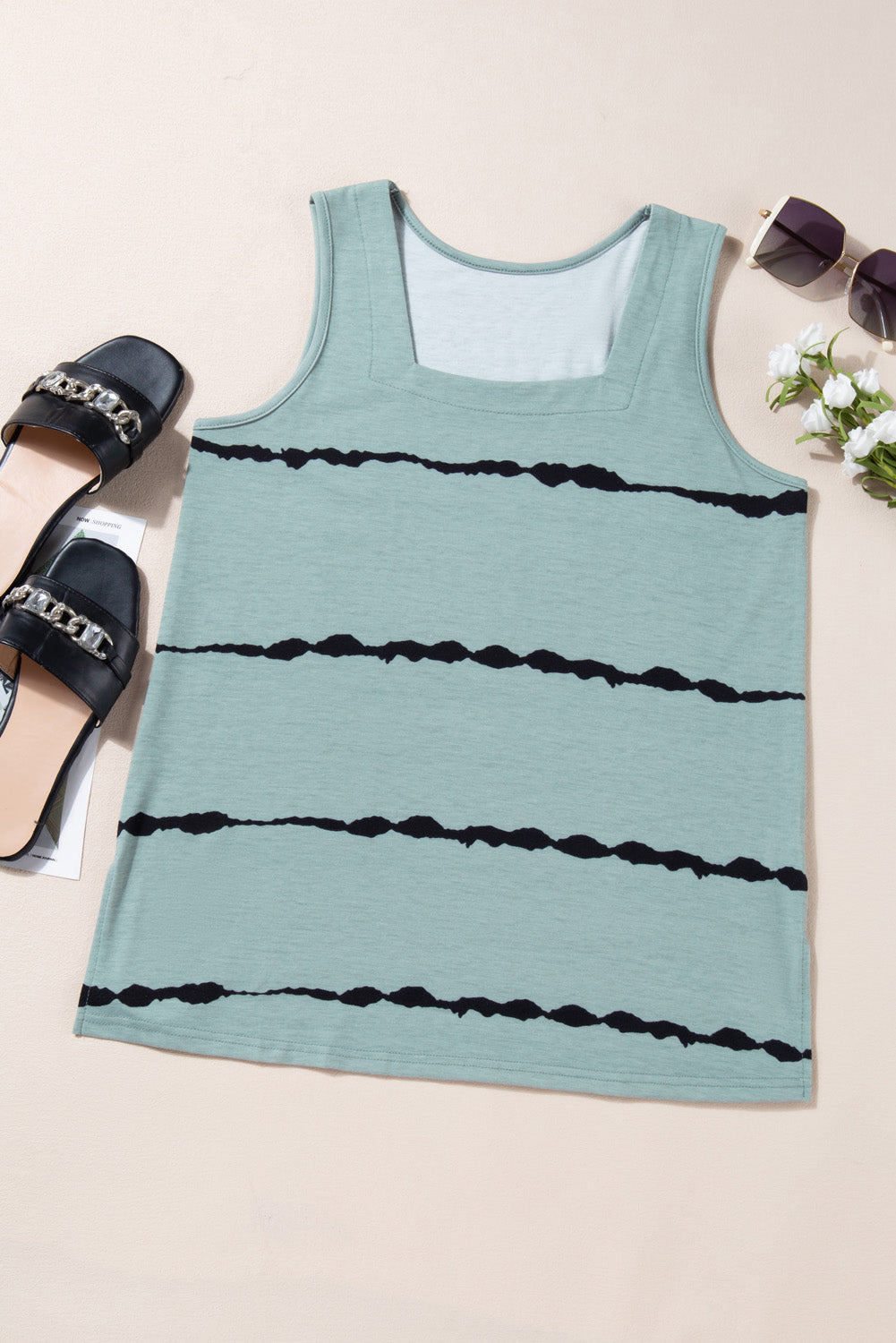 Striped Square Neck Tank-Angel Casuals