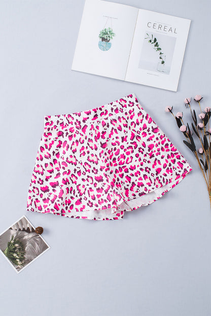 Leopard Print Elastic Waist Shorts-Angel Casuals