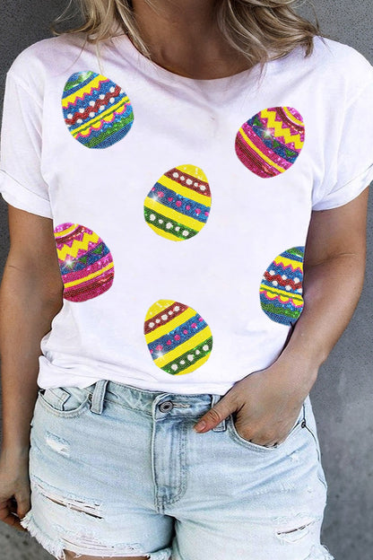 Plus Size Easter Round Neck Short Sleeve T-Shirt-Angel Casuals