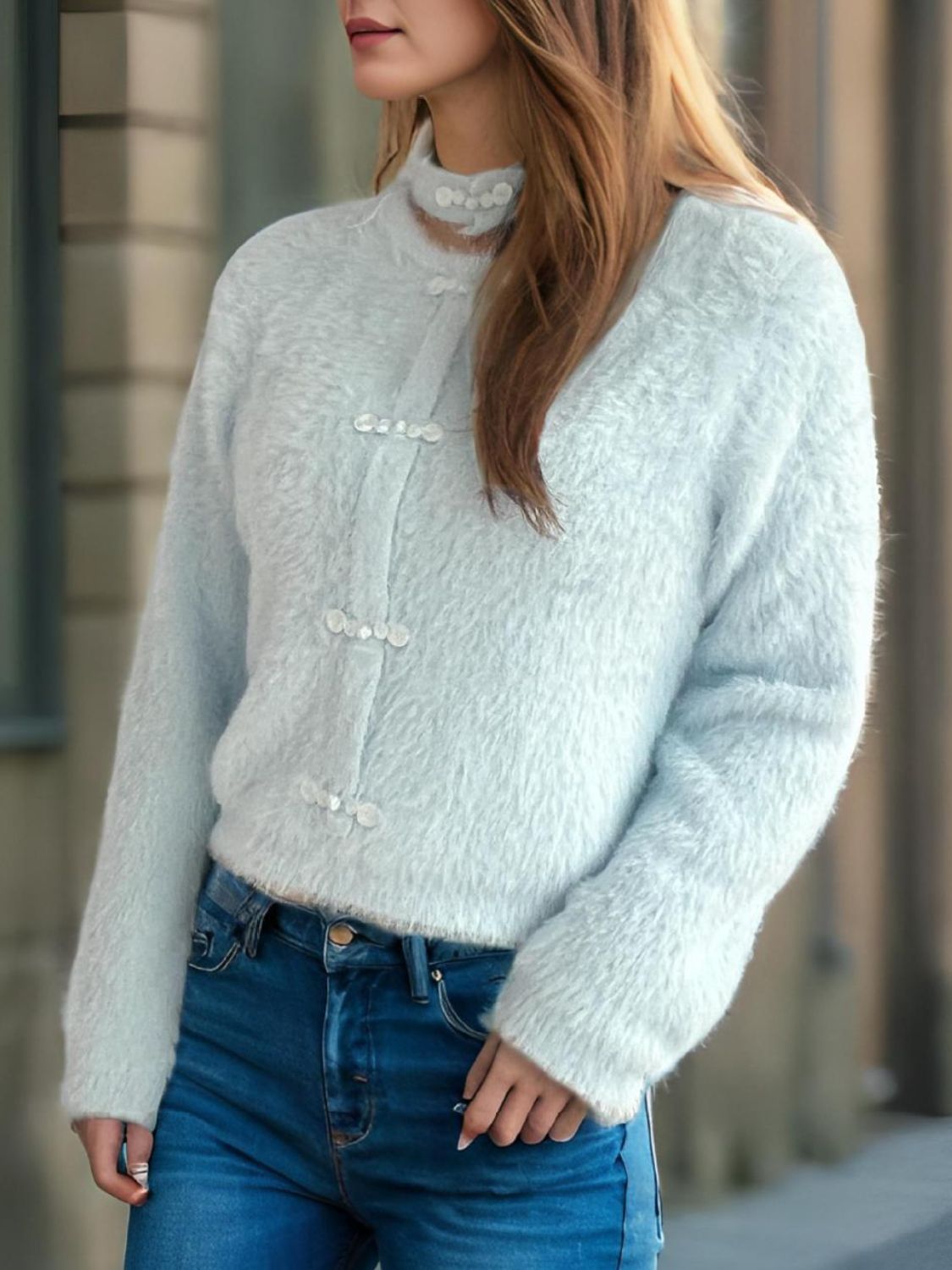 Cutout Knot Button Long Sleeve Cardigan-Angel Casuals
