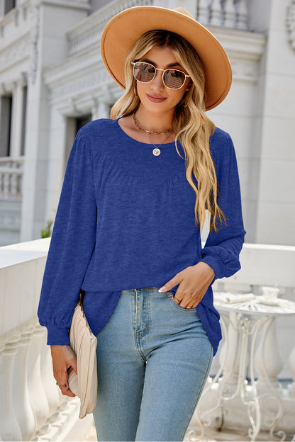 Round Neck Long Sleeve Top-Angel Casuals