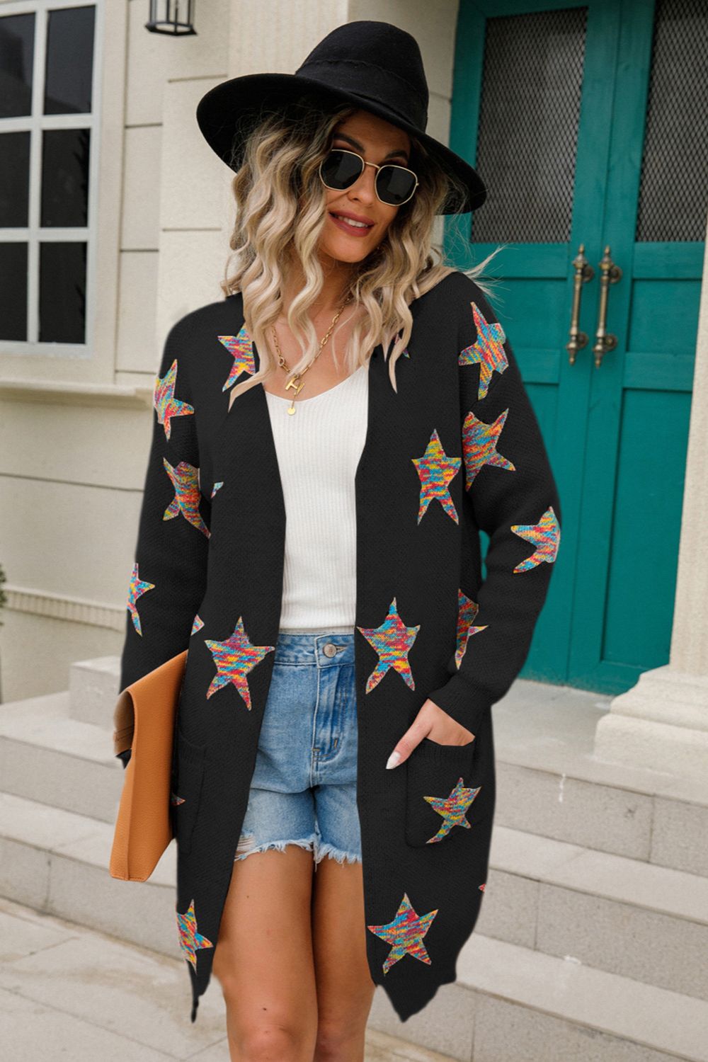 Angel Wings Star Open Front Long Sleeve Cardigan-Angel Casuals
