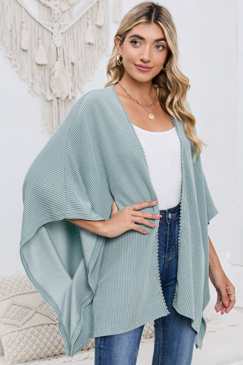 Open Front Dolman Sleeve Cardigan-Angel Casuals