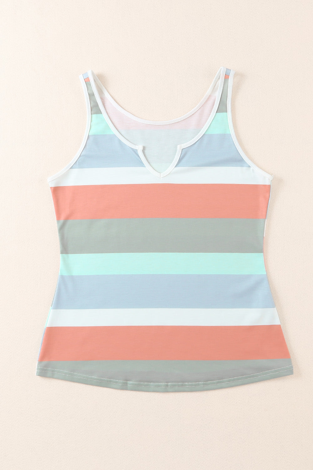 Striped Notched Neck Tank-Angel Casuals