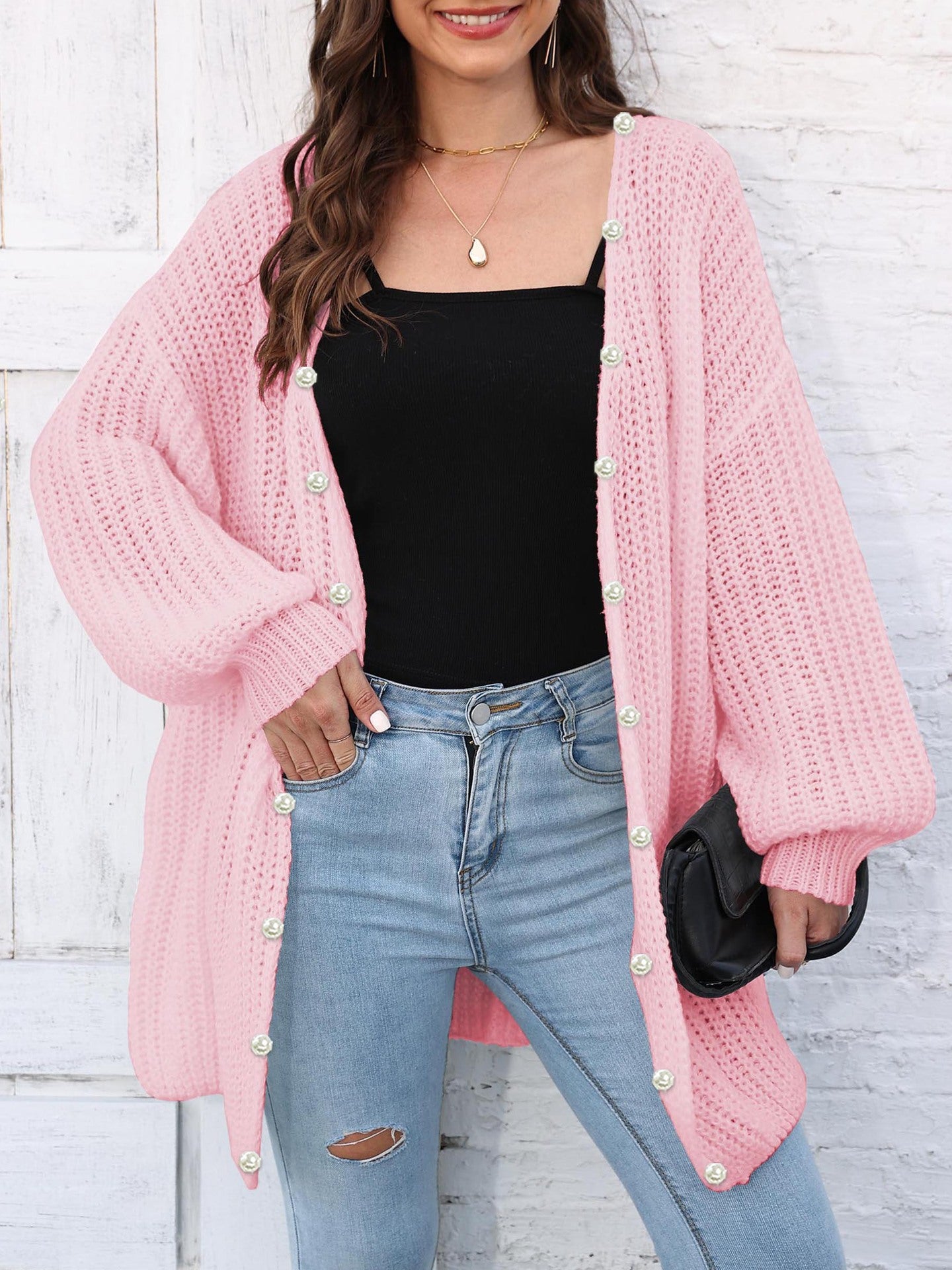 Open Front Long Sleeve Cardigan-Angel Casuals