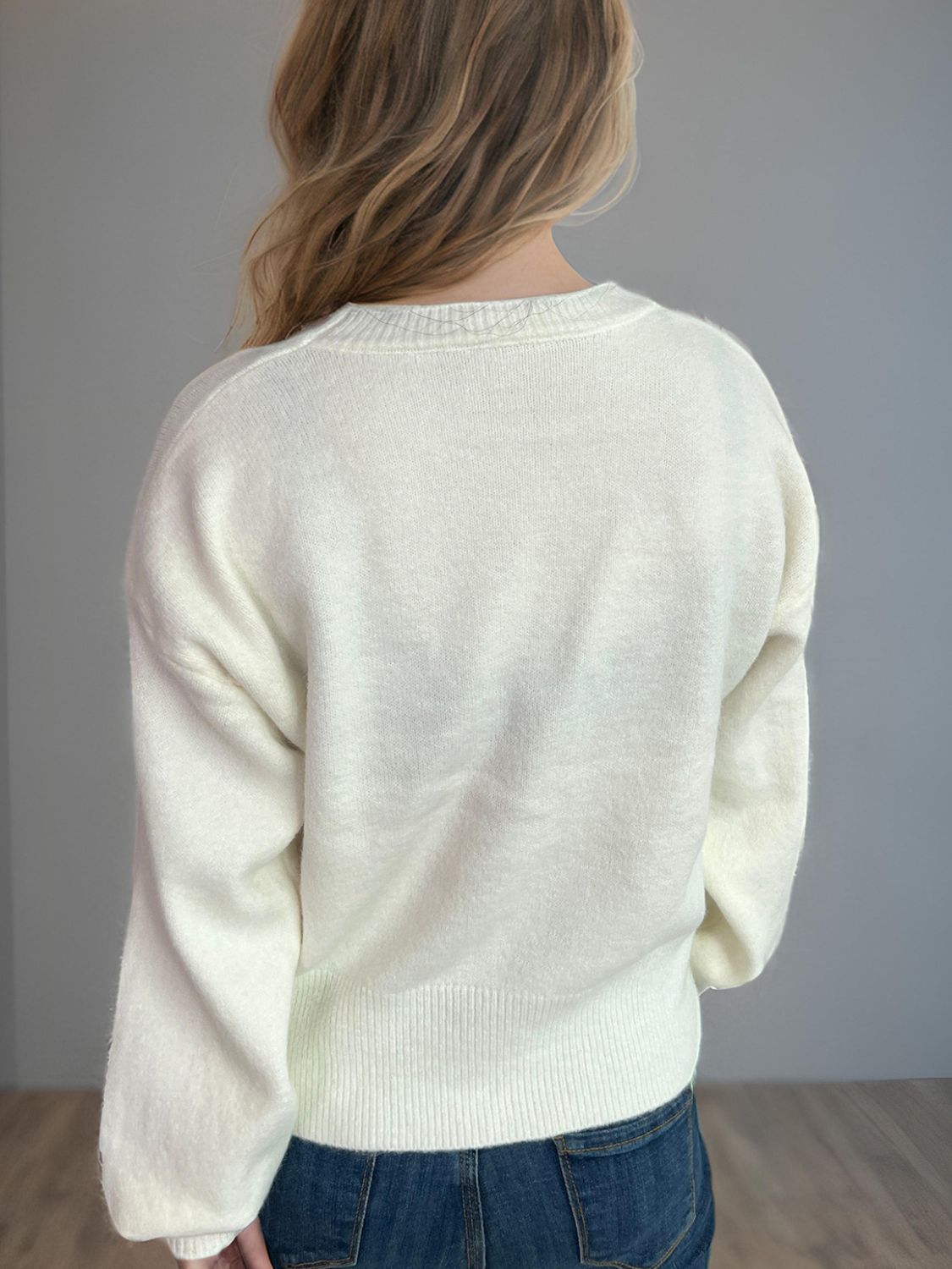 Heart Round Neck Long Sleeve Sweater-Angel Casuals