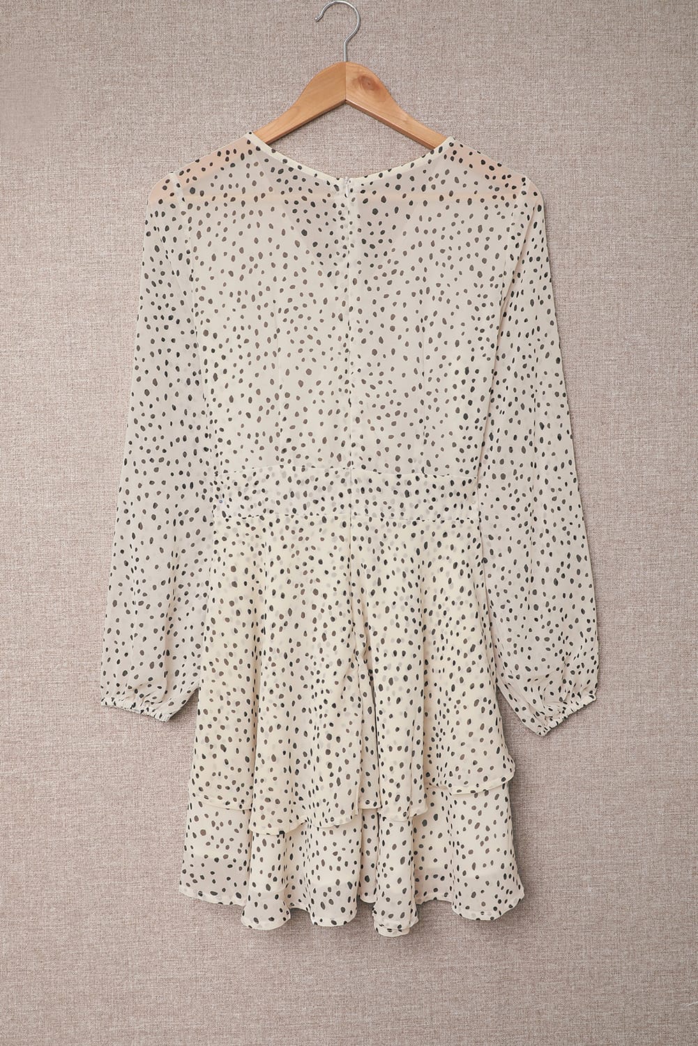 Tied Polka Dot Balloon Sleeve Layered Dress-Angel Casuals