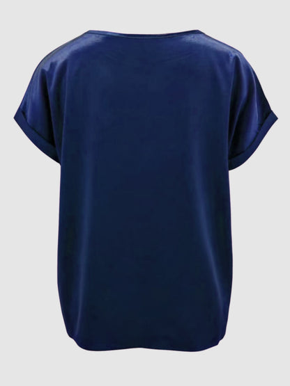 Round Neck Short Sleeve T-Shirt-Angel Casuals
