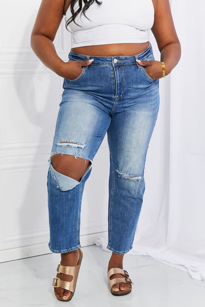 RISEN Full Size Emily High Rise Relaxed Jeans-Angel Casuals