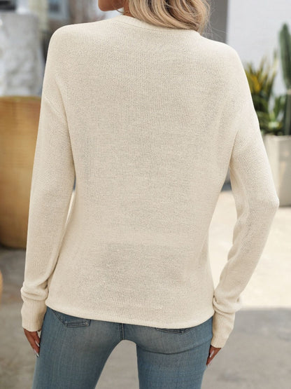 Mandy Round Neck Dropped Shoulder Knit Top-Angel Casuals