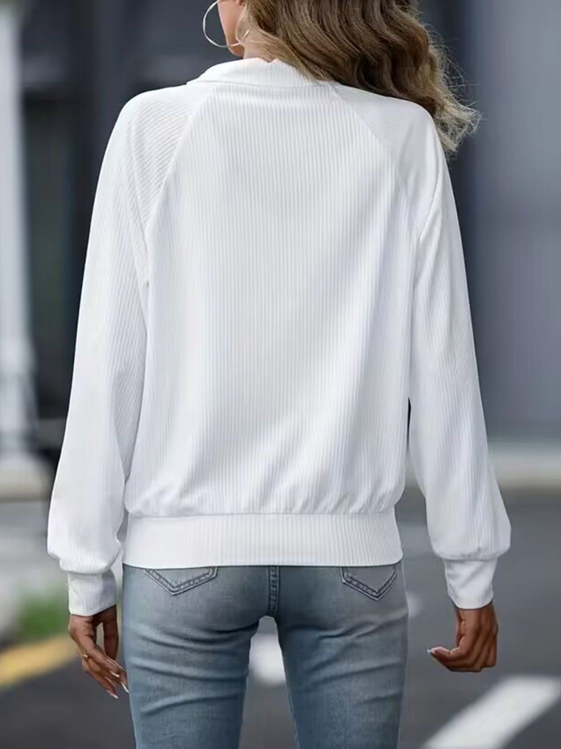 Zip Up Collared Neck Raglan Sleeve Jacket-Angel Casuals