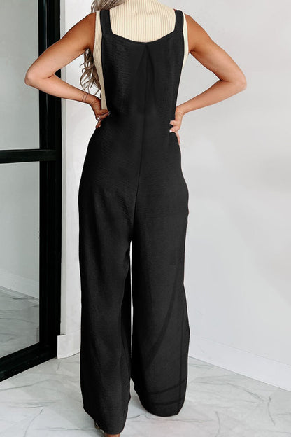 Buttoned Wide Leg Overalls-Angel Casuals