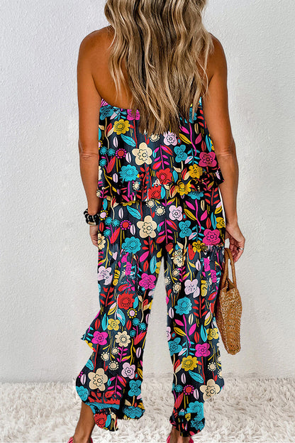 Printed Tube Wide Leg Jumpsuit-Angel Casuals