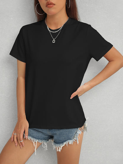 Round Neck Short Sleeve T-Shirt-Angel Casuals